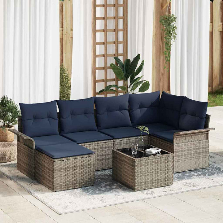 Havesofa Sæt med pude Grå polyrattan