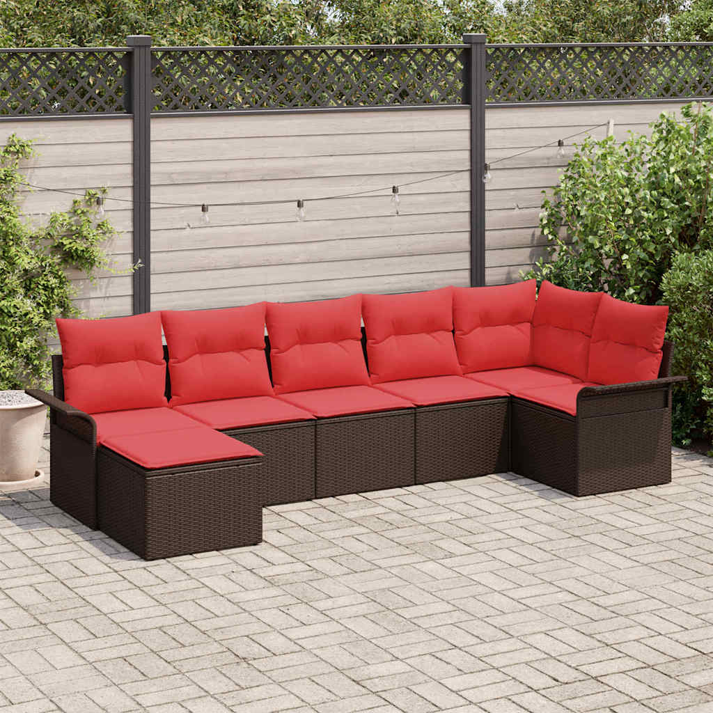 Havesofa Sæt med pude Brun polyrattan