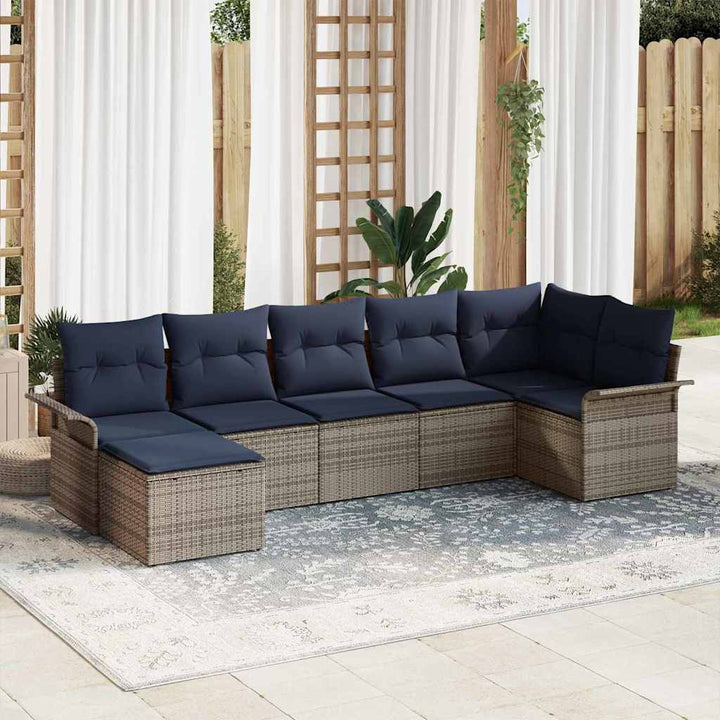 Havesofa Sæt med pude Grå polyrattan