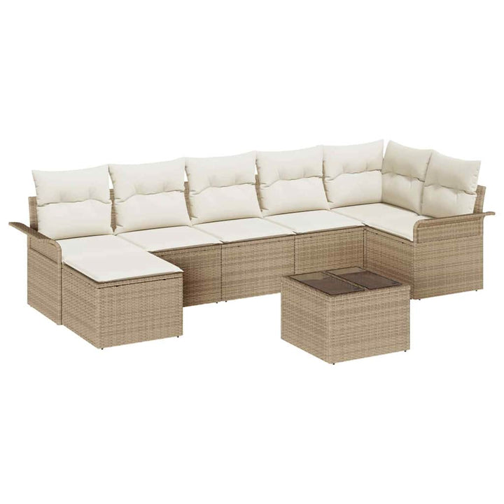 Havesofa Sæt med pude 8 pcs Beige Poly rattan