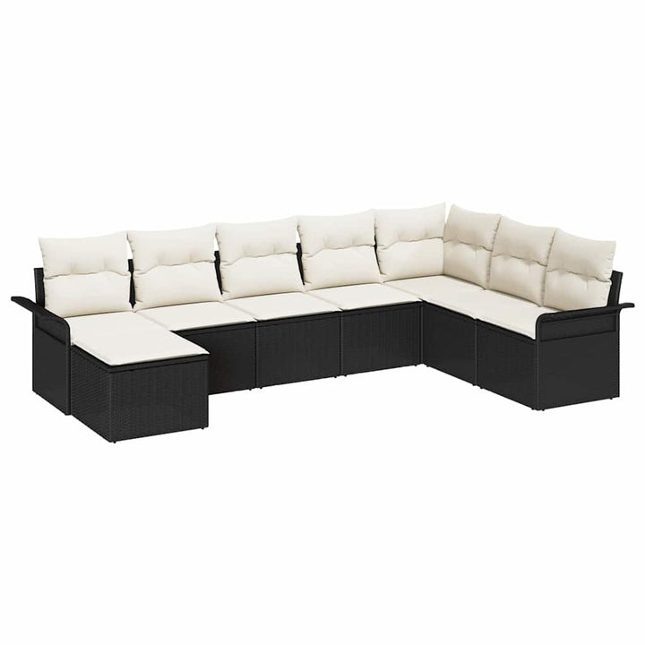 Havesofa Sæt 8 stk. Sort polyrattan