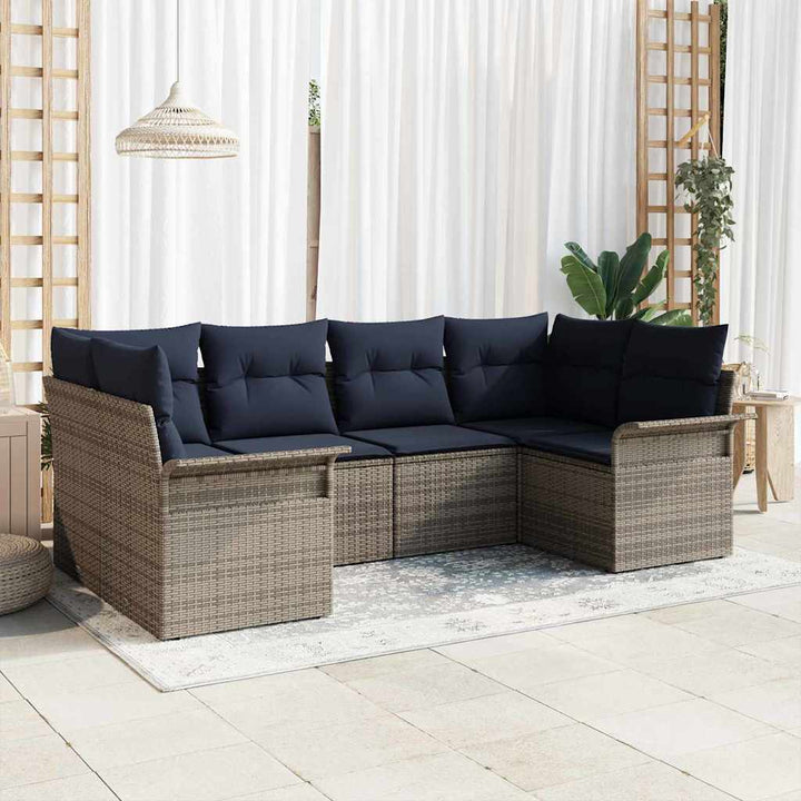 Havesofa Sæt 6 stk. Grå polyrattan