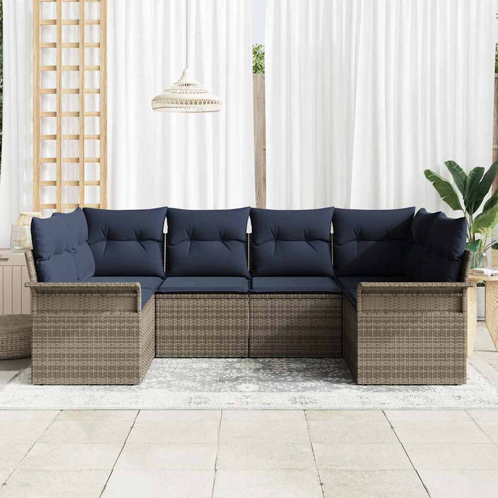 Havesofa Sæt 6 stk. Grå polyrattan
