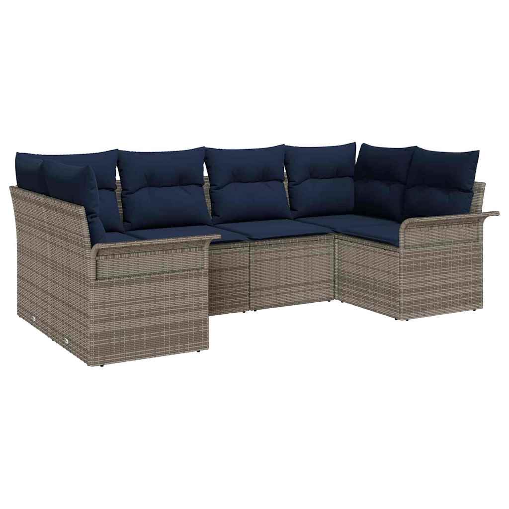 Havesofa Sæt 6 stk. Grå polyrattan