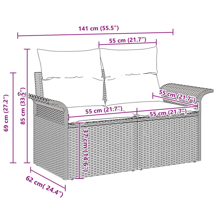 Havesofa Sæt 6 stk. Grå polyrattan