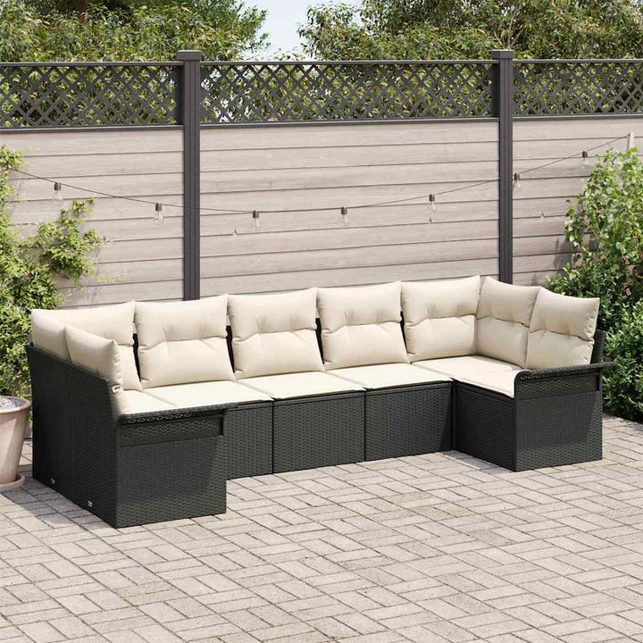 Havesofa Sæt 7 stk. Sort polyrattan