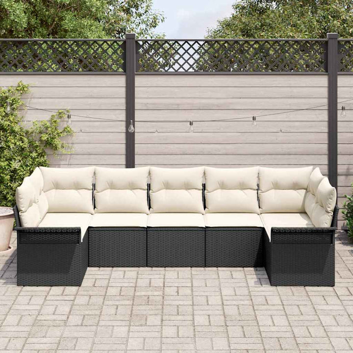 Havesofa Sæt 7 stk. Sort polyrattan