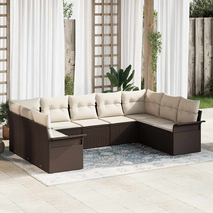 Havesofa Sæt med pude Brun polyrattan