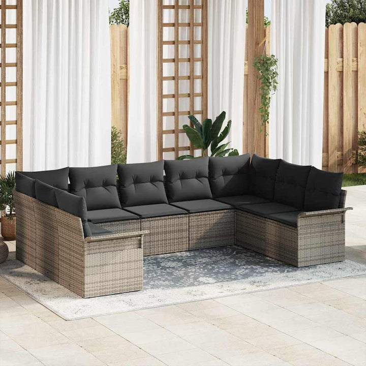 Havesofa Sæt med pude Grå polyrattan