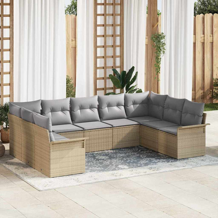Havesofa Sæt med pude Beige polyrattan