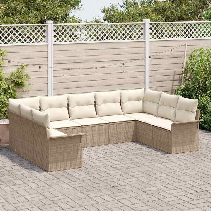 Havesofa Sæt med pude Beige polyrattan
