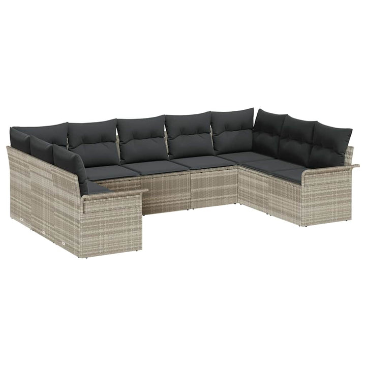 Havesofa Sæt med pude Lysegrå polyrattan