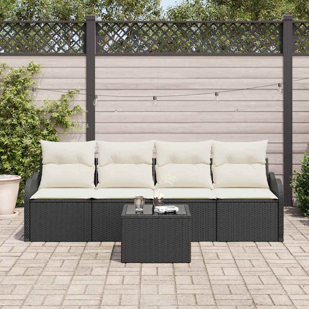 Havesofa Sæt Sort polyrattan
