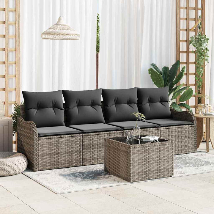 Havesofa Sæt Grå polyrattan