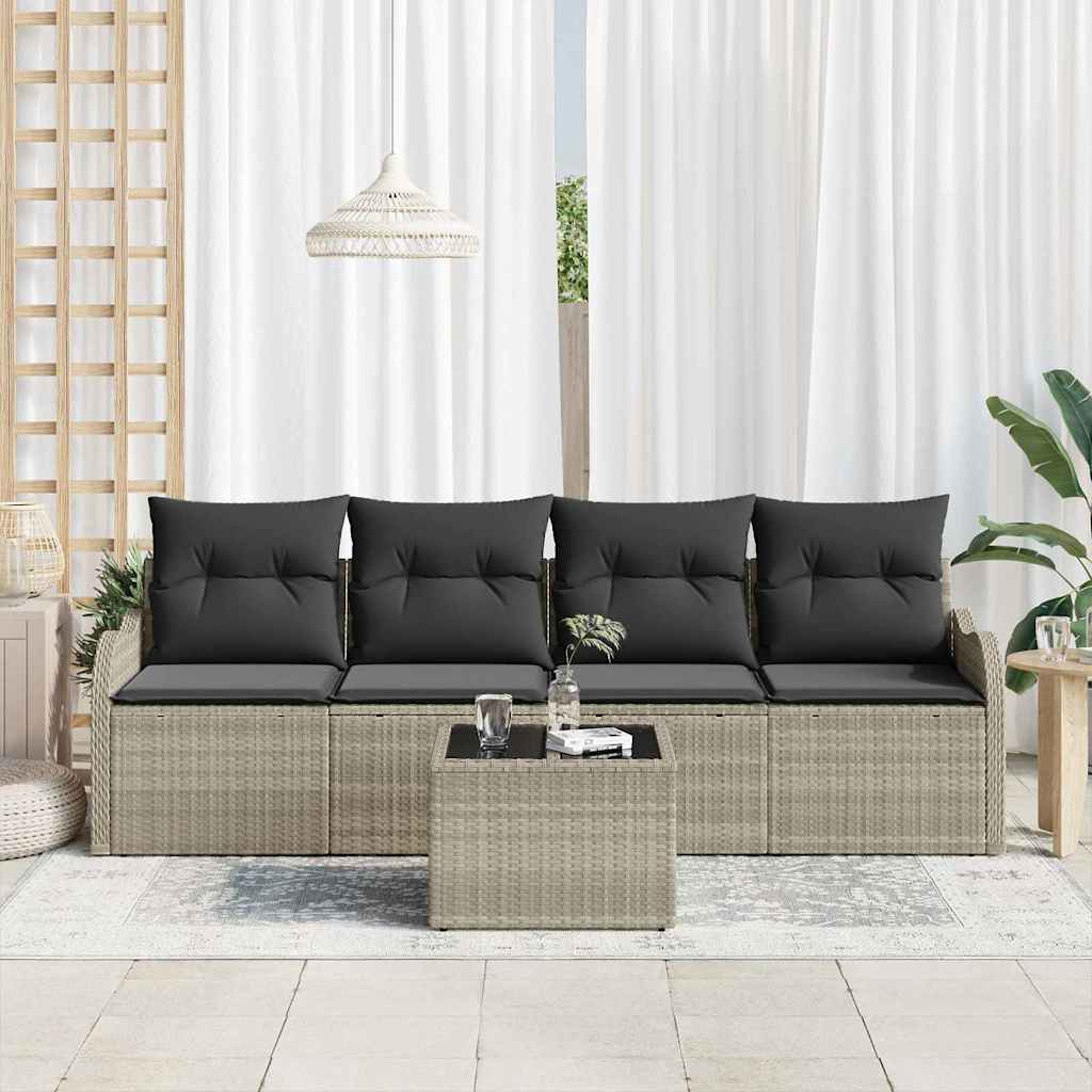 Havesofa Sæt Lysegrå polyrattan
