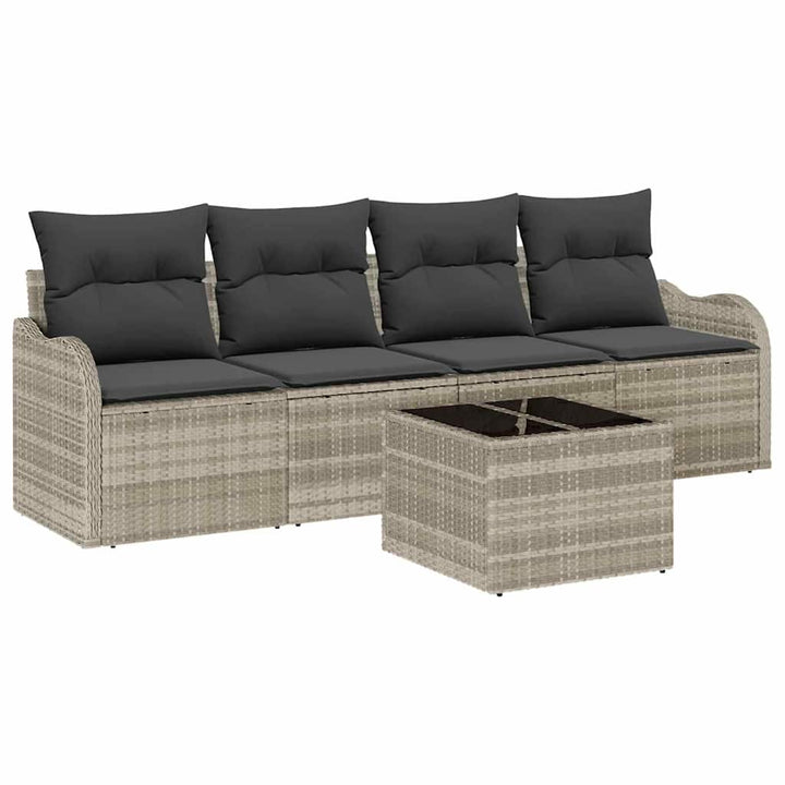 Havesofa Sæt Lysegrå polyrattan