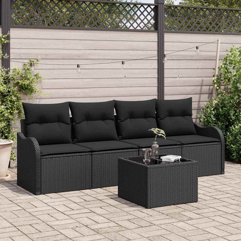 Havesofa Sæt Sort polyrattan