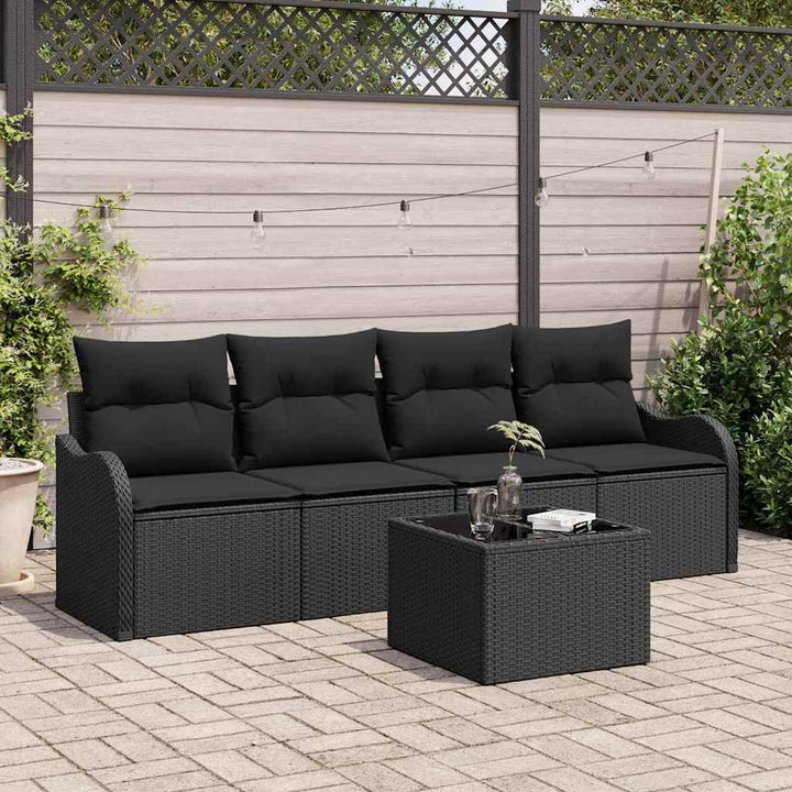 Havesofa Sæt Sort polyrattan