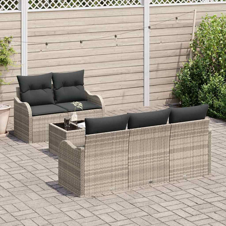 Havesofa Sæt Lysegrå polyrattan