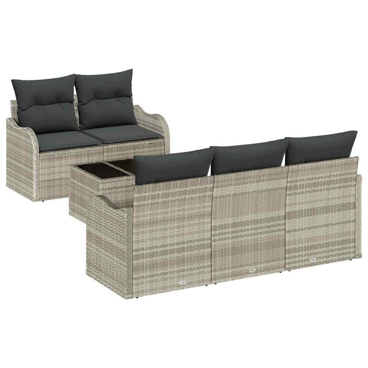 Havesofa Sæt Lysegrå polyrattan