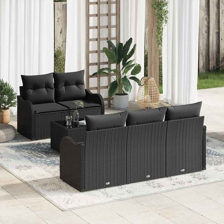 Havesofa Sæt Sort polyrattan