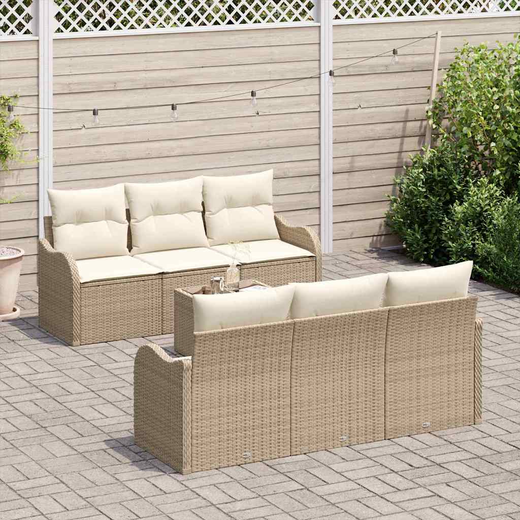Havesofa Sæt 7 pcs Beige polyrattan