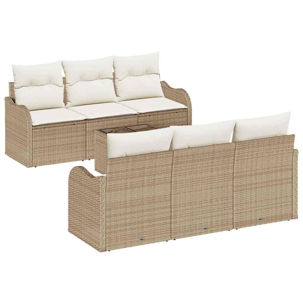 Havesofa Sæt 7 pcs Beige polyrattan