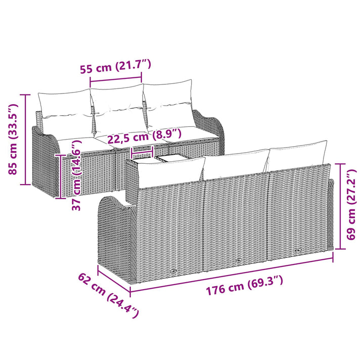 Havesofa Sæt Grå 55 x 55 x 37 cm polyrattan