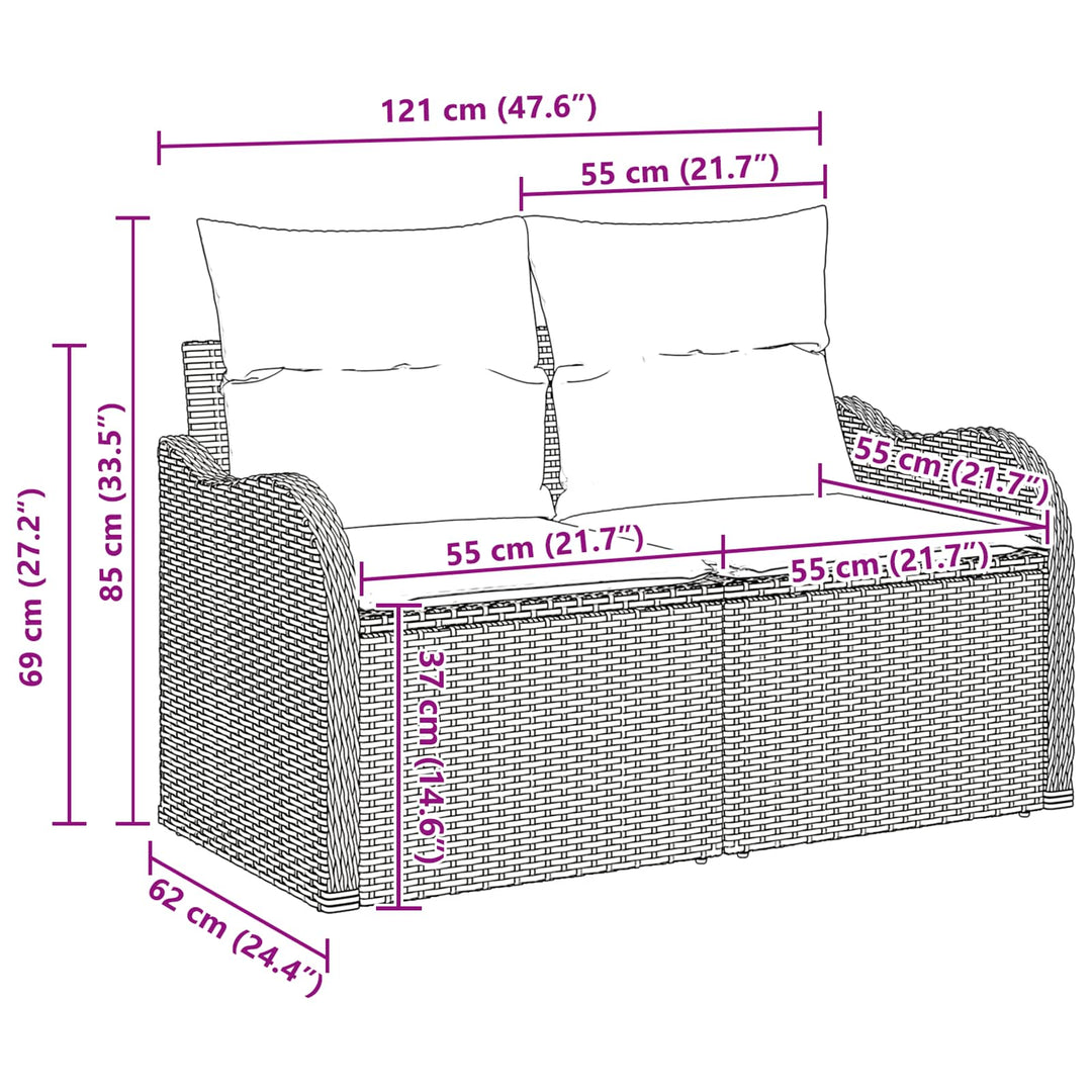Havesofa Sæt Grå 55 x 55 x 37 cm polyrattan