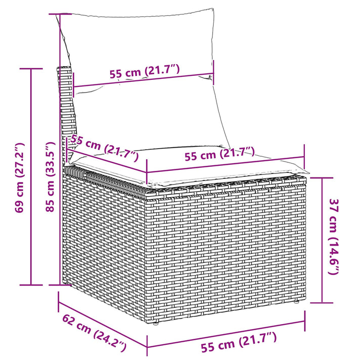 Havesofa Sæt Grå 55 x 55 x 37 cm polyrattan