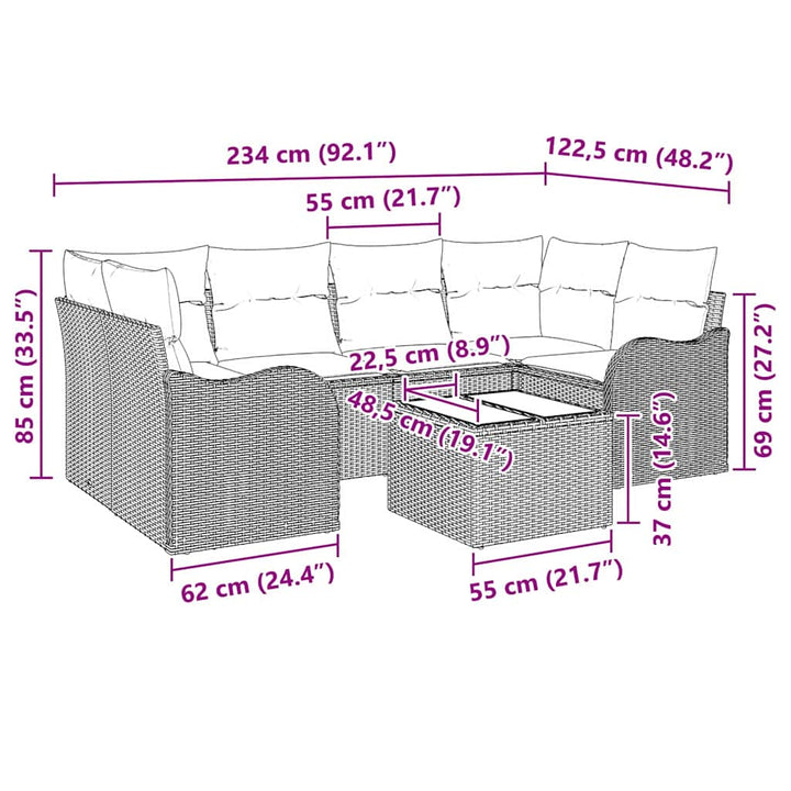 Havesofa Sæt Grå 55 x 55 x 37 cm polyrattan