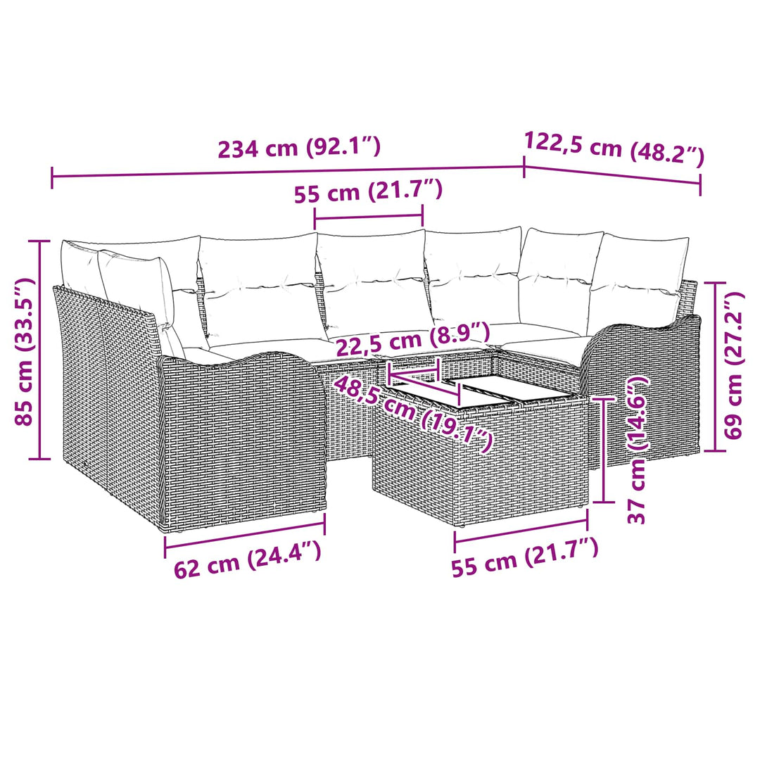 Havesofa Sæt Grå 55 x 55 x 37 cm polyrattan