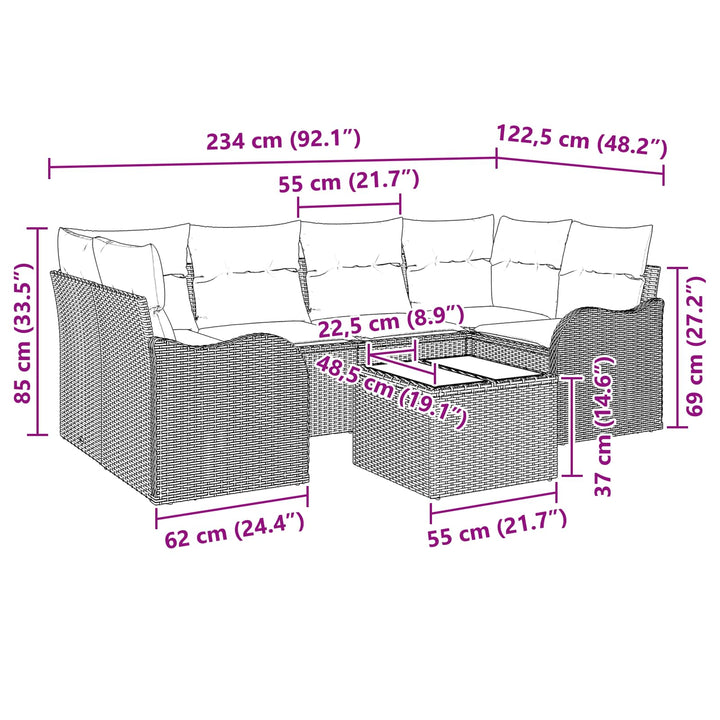 Havesofa Sæt Grå 55 x 55 x 37 cm polyrattan