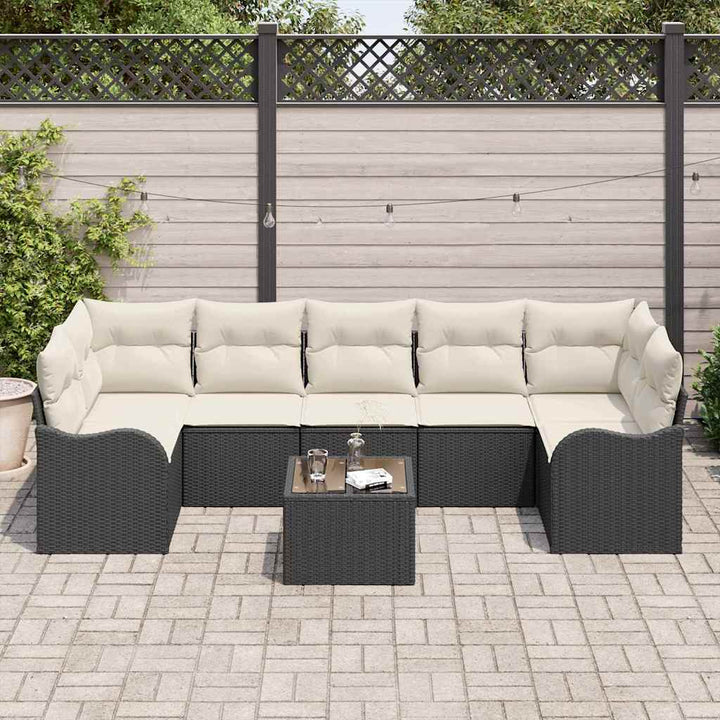 Havesofa Sæt 8 stk. 7-Antal sæder Sort polyrattan