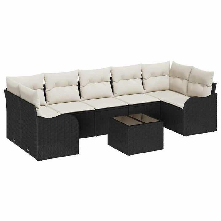 Havesofa Sæt 8 stk. 7-Antal sæder Sort polyrattan