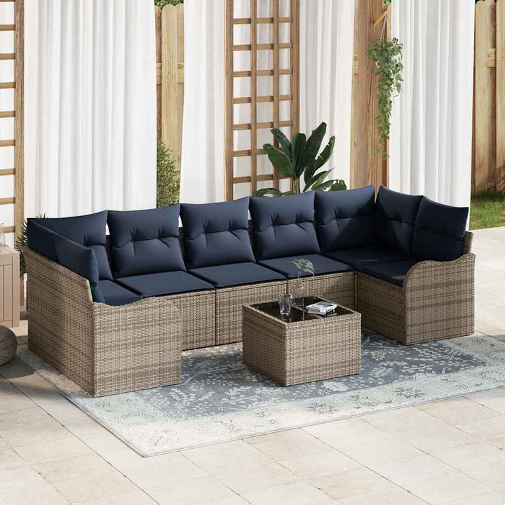 Sofa Sæt 8 stk. 7-Antal sæder Grå polyrattan