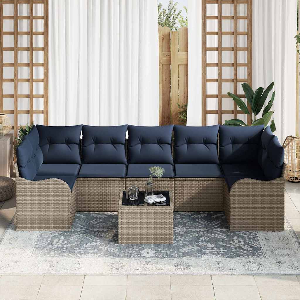 Sofa Sæt 8 stk. 7-Antal sæder Grå polyrattan