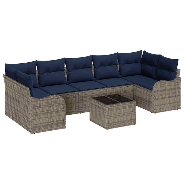 Sofa Sæt 8 stk. 7-Antal sæder Grå polyrattan