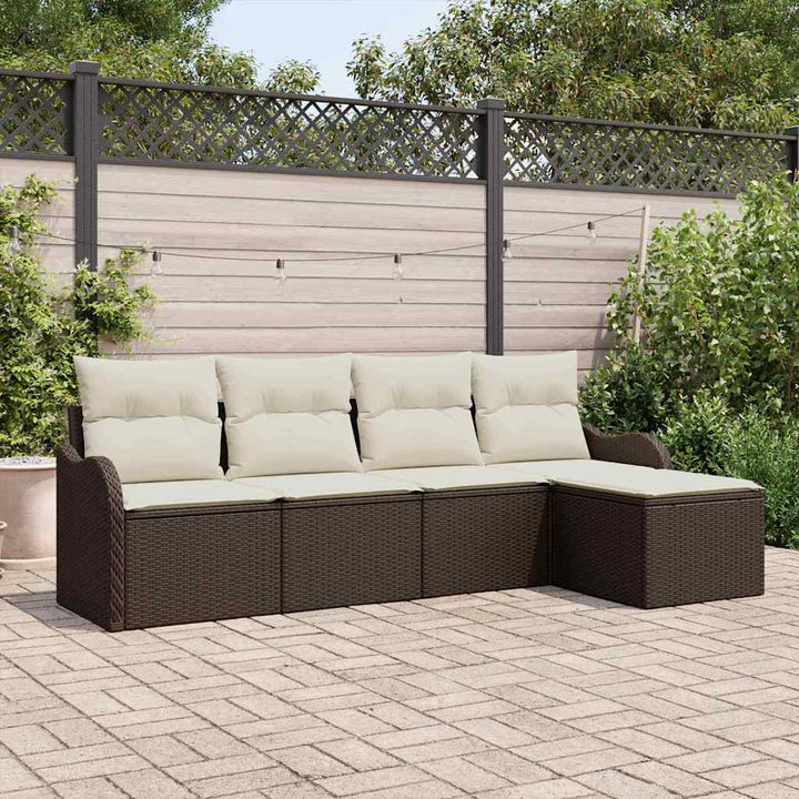 Havesofa Sæt 5 pcs Brun polyrattan