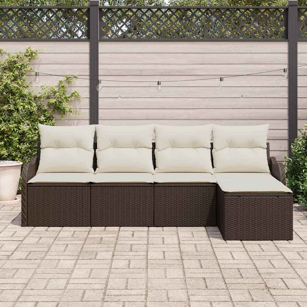 Havesofa Sæt 5 pcs Brun polyrattan