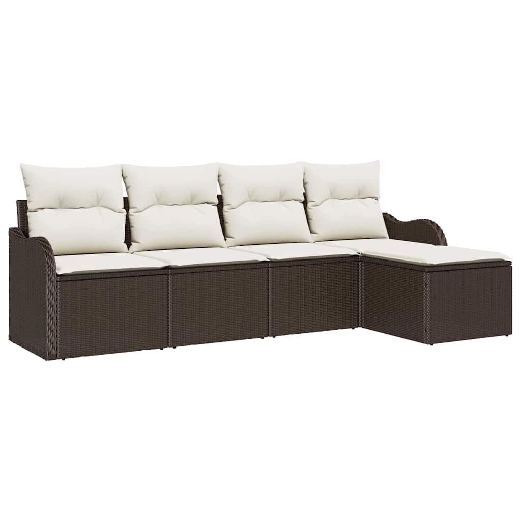 Havesofa Sæt 5 pcs Brun polyrattan