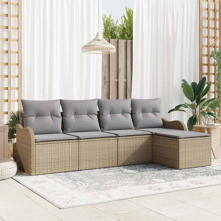 Havesofa Sæt 5 pcs Beige polyrattan