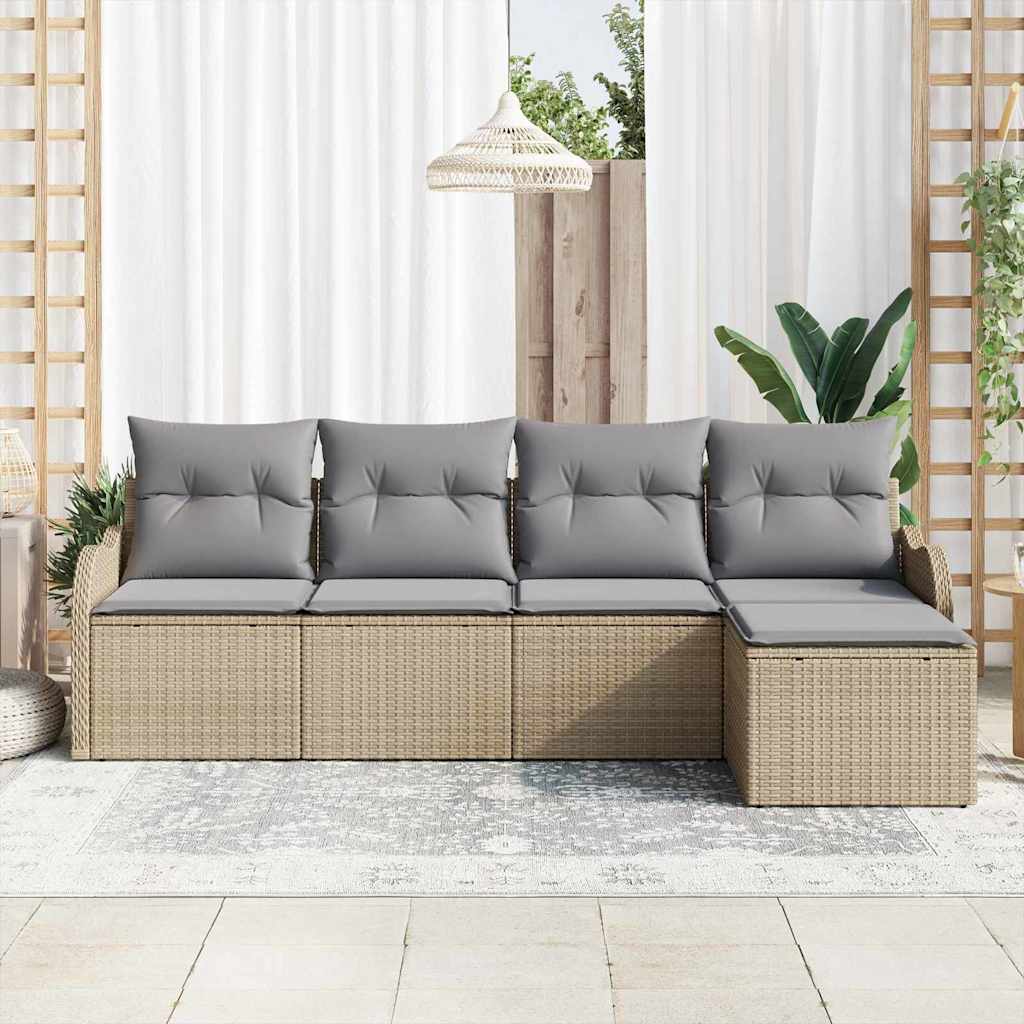 Havesofa Sæt 5 pcs Beige polyrattan