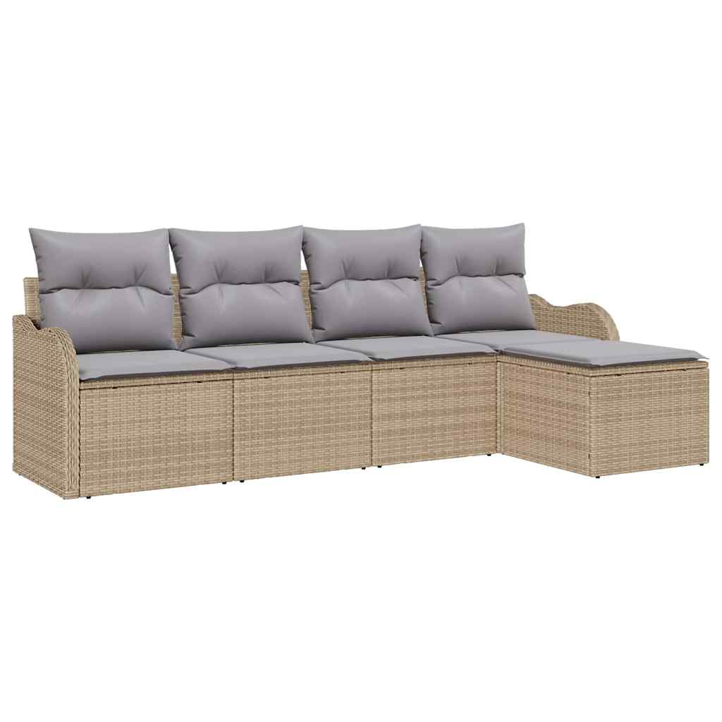 Havesofa Sæt 5 pcs Beige polyrattan