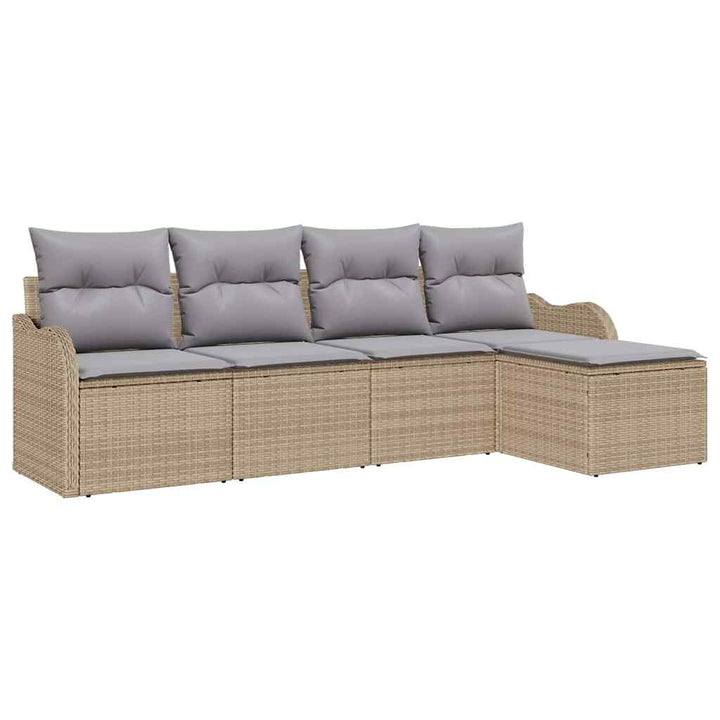 Havesofa Sæt 5 pcs Beige polyrattan