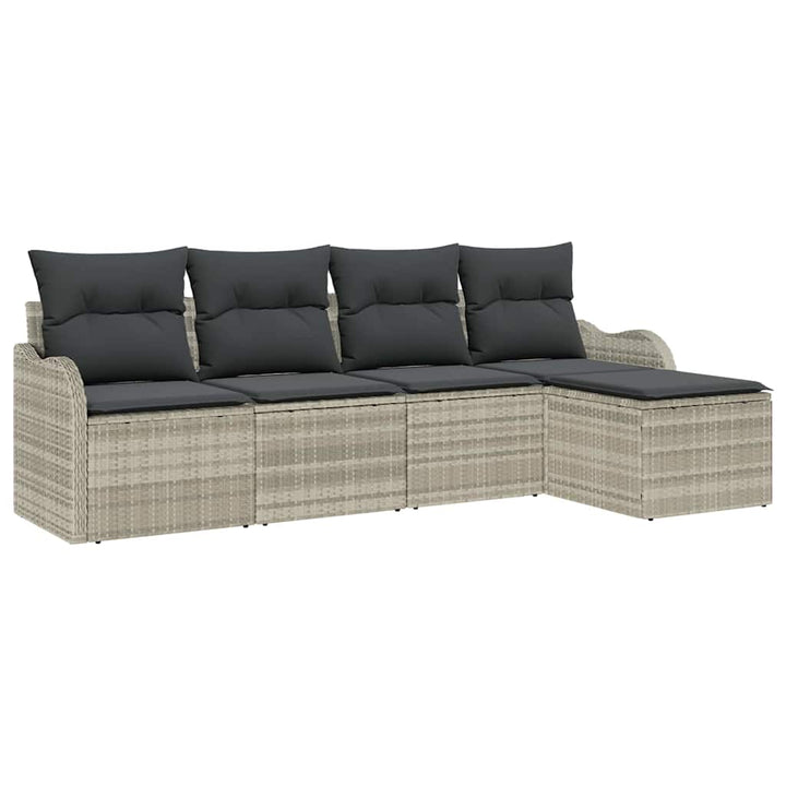 Havesofa Sæt 5 pcs Lysegrå polyrattan