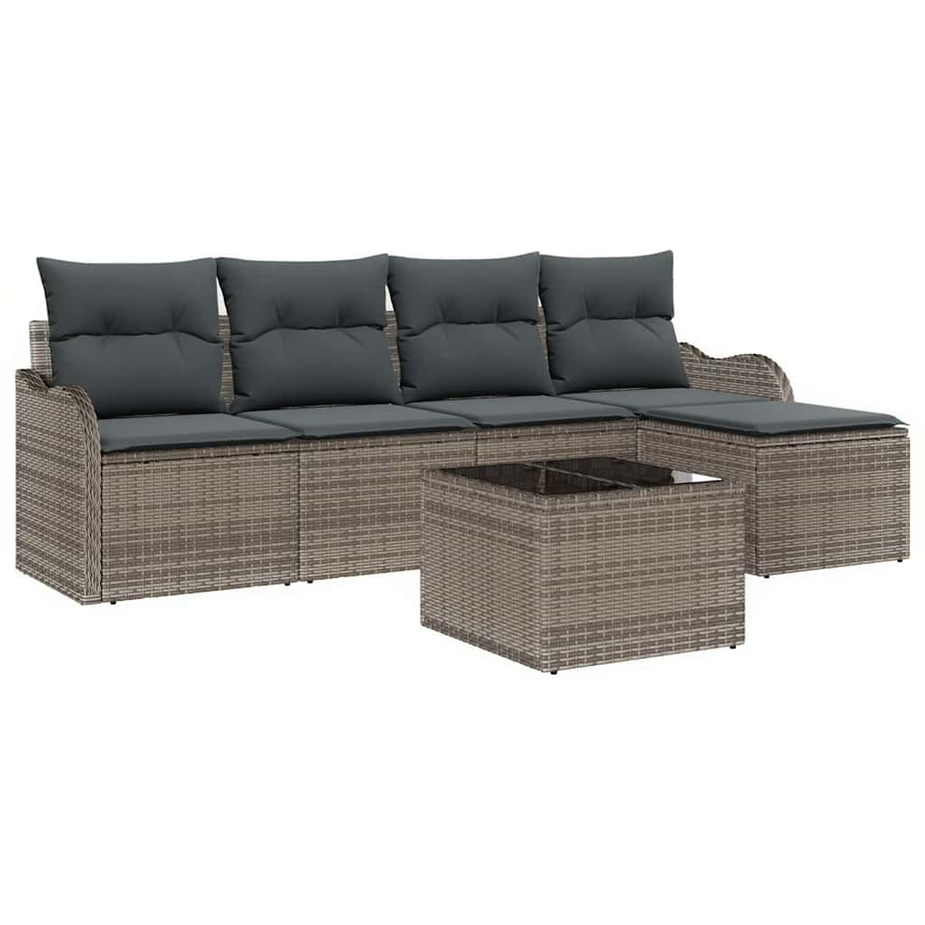 Havesofa Sæt 6 pcs Grå polyrattan