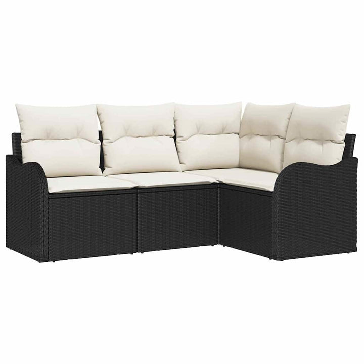 Havesofa Sæt 4 stk. Sort polyrattan