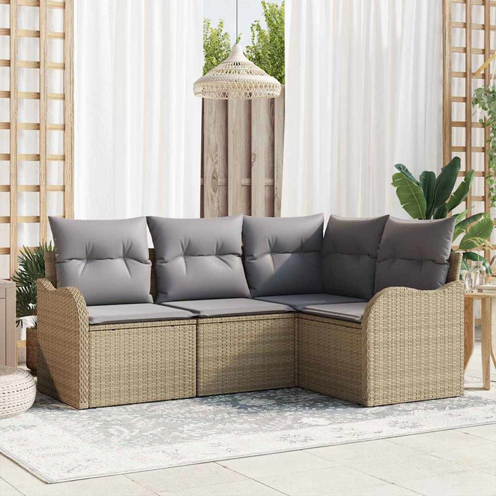 Havesofa Sæt 4 pcs Beige polyrattan
