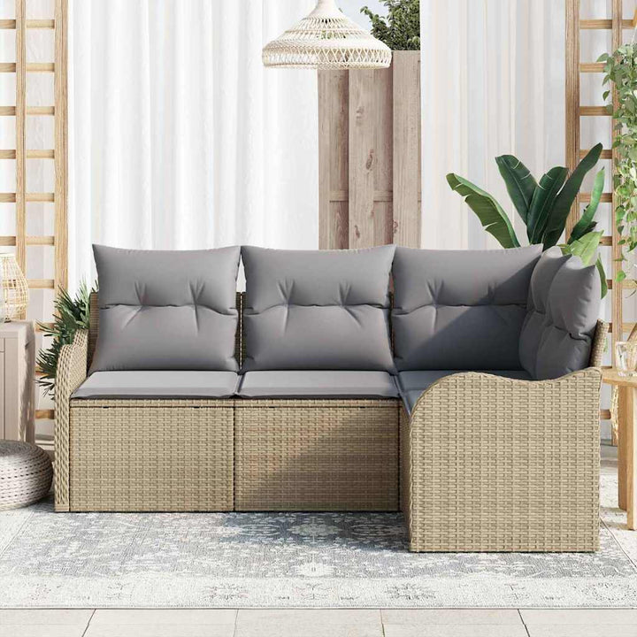 Havesofa Sæt 4 pcs Beige polyrattan